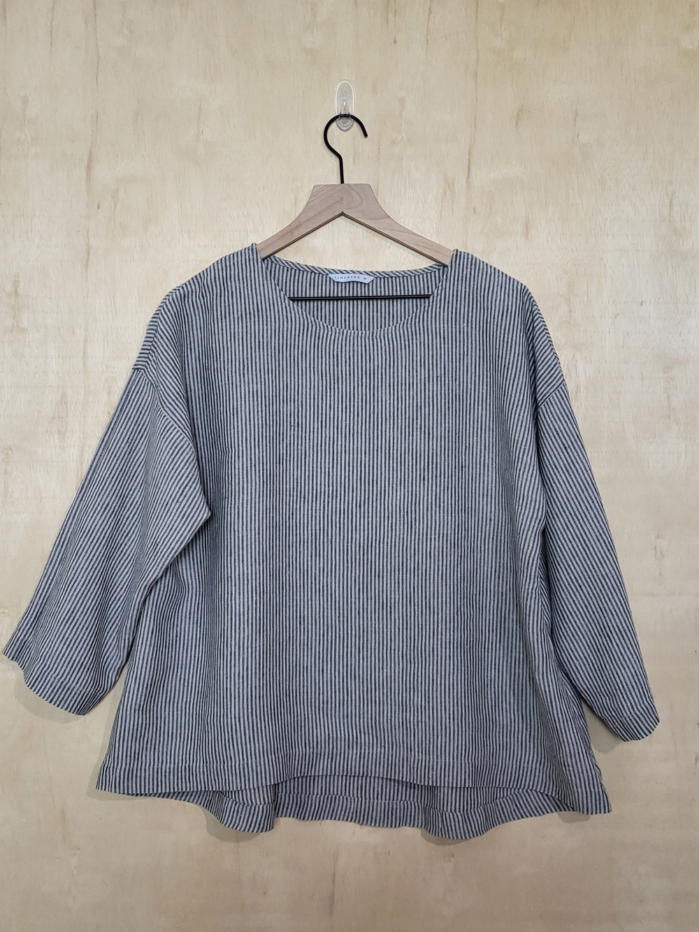 Size:M Linenfox Women's Linen Top Harper Blouse Stripes Lagenlook - Picture 3 of 7